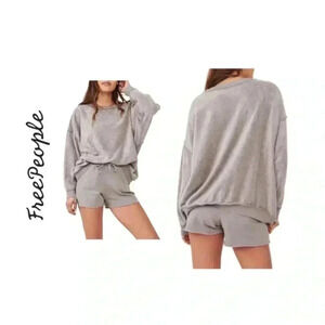 🆕 Free People Movement Storm Grey Kelly Oversize Sweater Top M🆕